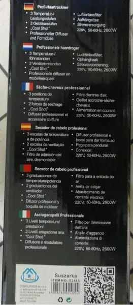 Foto aus der offiziellen Meldung: SONAR Professional Hair Dryer Föhn — Risiko: Feuer