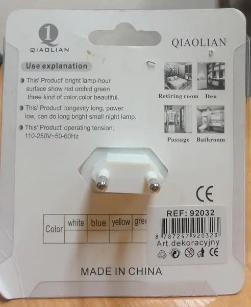 Foto do aviso oficial: Qiaolian LED Night Lighting Luz da noite — risco: Choque elétrico