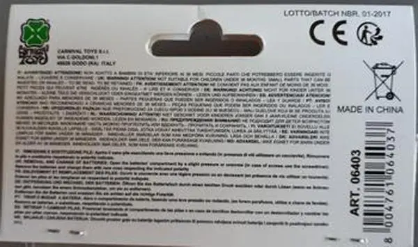 Foto dell’avviso ufficiale: Carnival Toys Bacchetta luminosa Bacchetta illuminante — rischio: Ostruzione delle vie aeree