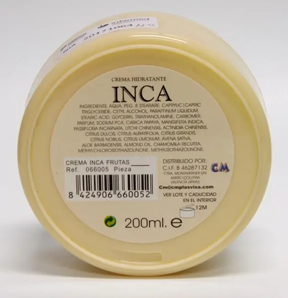 Photo de l’avis officiel: Inca 1. FRUTAS CON EXTRACTO NATURAL; 2. LIMON. Crème hydratante — risque: Risque chimique
