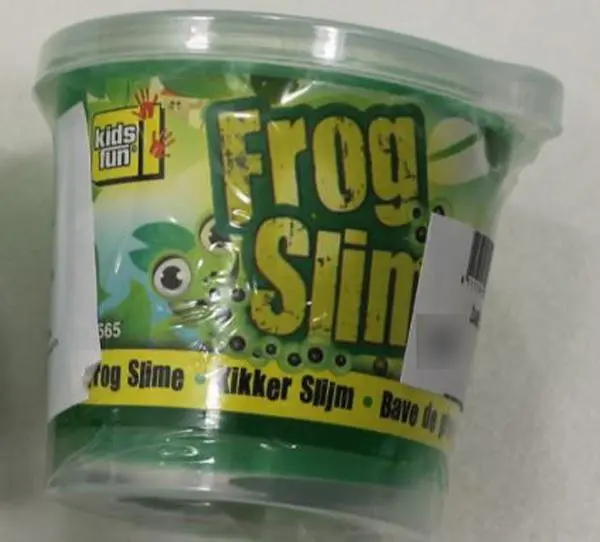 Photo de l’avis officiel: Kids Fun Frog slime Slime de jouet — risque: Risque chimique