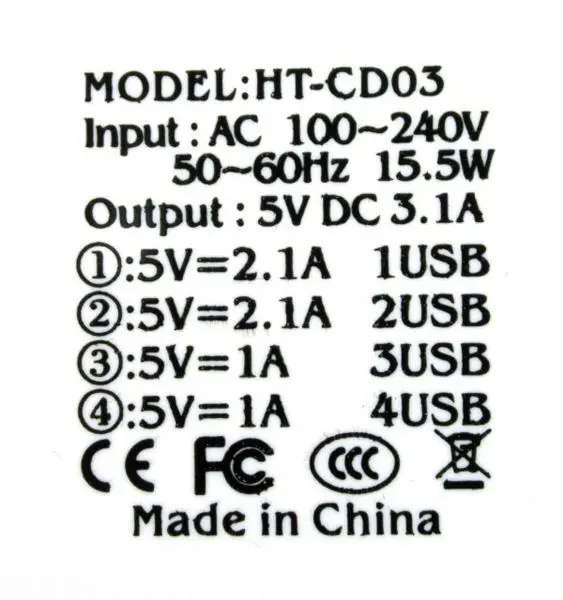 Foto dell’avviso ufficiale: 4 USB Power Adapter Caricabatterie USB — rischio: Scossa elettrica (A12/1593/18)