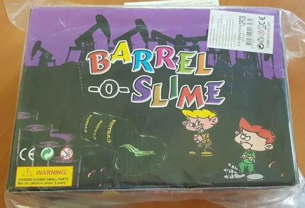 Photo de l’avis officiel: Barrel-o-slime Slime de jouet — risque: Risque chimique (A12/1609/18)