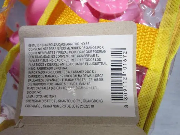 Photo from the official notice: LIMA Panritos - Happy Baby kitchen play set — choking risk