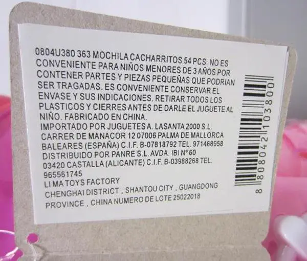 Photo from the official notice: LIMA Panritos - Happy Baby kitchen play set — choking risk