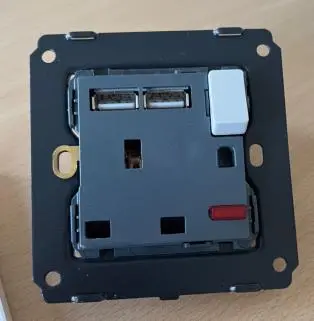 Photo from the official notice: 1 Gang Socket + USB Wall Socket sold by LEDSone — electric shock risk