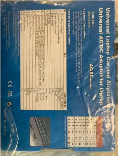 Photo from the official notice: 8Tips Universal Power Supply for Laptop sold via eBay — electric shock risk