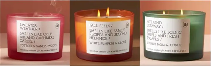 Photo from the official notice: Anthropologie Anecdote Autumn Glass Candle — fire & burns risk