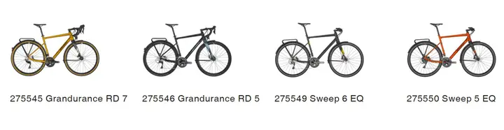 Photo from the official notice: BERGAMONT Grandurance & Sweep Road Bike — falls risk