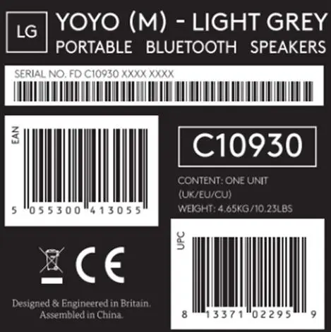 Photo from the official notice: Cambridge Audio Yoyo (M) Portable Bluetooth Speaker — fire risk