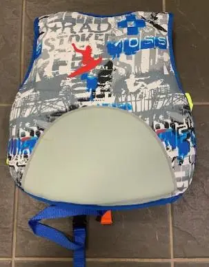 Photo from the official notice: Children's Blue and Grey Patterned Life Jacket sold via Wish — drowning risk
