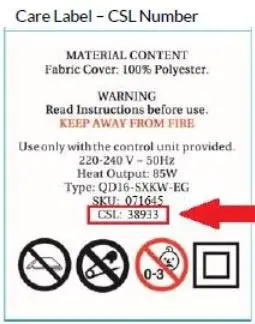 Photo from the official notice: Divante Teddy Sherpa Electric Throw (Natural) sold by The Range — fire risk