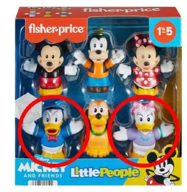 Photo from the official notice: Donald and Daisy Duck Figurines supplied in Little People Mickey & Friends Figure Pack — choking risk