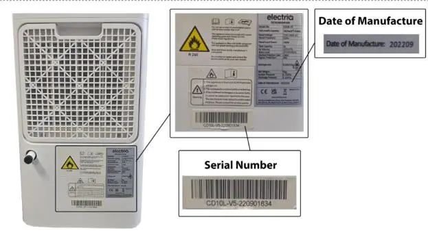 Photo from the official notice: ElectriQ CD10L Dehumidifier — fire risk