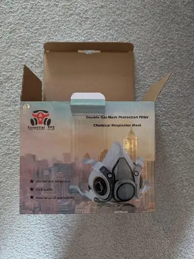 Photo from the official notice: Essential PPE Double Gas Mask Protection Filter Chemical Respirator Mask sold via TikTok — health risk
