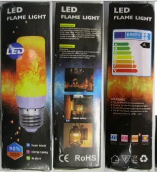 Photo from the official notice: Flame Effect LED Light Bulb — electric shock risk