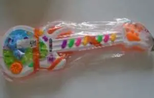 Photo from the official notice: HUYURI Electric Guitar Toy Musical Play for Kid Boy Girl Toddler Learning Electron Toy — choking & strangulation risk