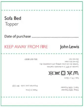 Photo from the official notice: John Lewis Light Cotton Mattress Topper and Sofa Bed Topper — fire risk
