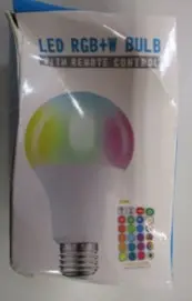 Photo from the official notice: LED RGB+W Bulb with Remote Control — electric shock risk