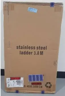 Photo from the official notice: LMSTARZ 3.8m Telescopic Ladder sold via Amazon — falls risk