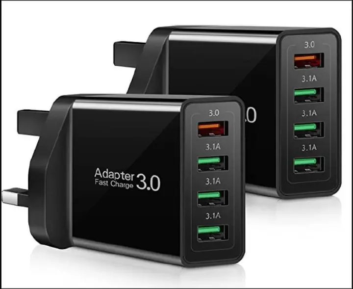 Photo from the official notice: Mobile Phone Adapter Fast Charge 3.0 sold via Amazon — electric shock risk