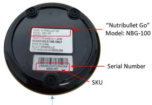 Photo from the official notice: Nutribullet GO NBG-100 Rechargeable Blender — fire risk