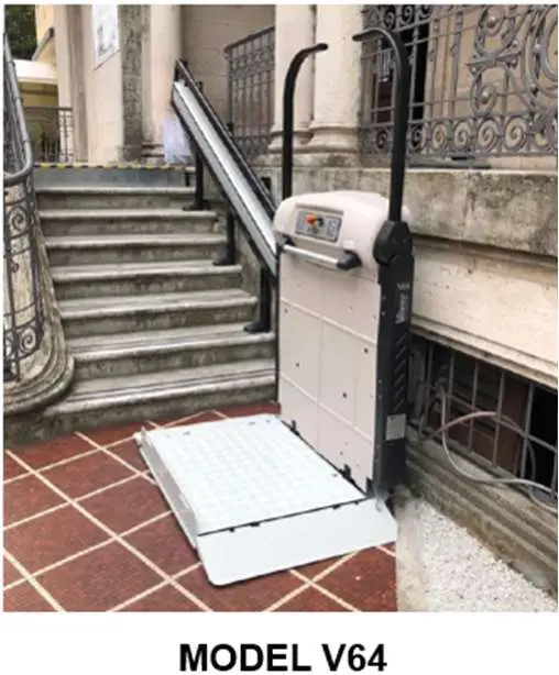 Photo from the official notice: Optional Battery/Charger Kit for Vimec Stairlift Models V64 and S10 — fire risk