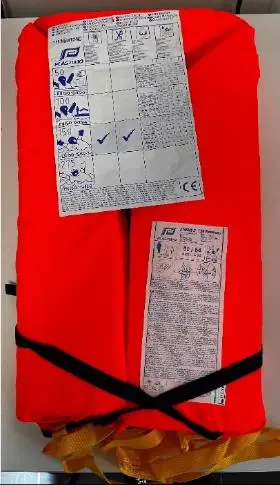 Photo from the official notice: Plastimo Storm 3 150N Lifejacket Size L-XL sold via eBay — drowning risk