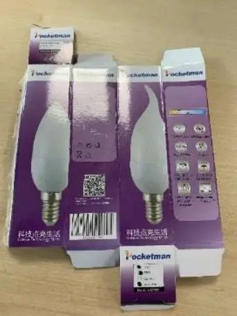 Photo from the official notice: Pocketman E14 LED Candle Bulbs — electric shock risk