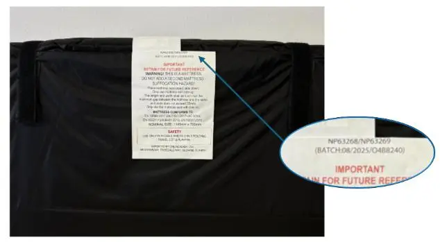 Photo from the official notice: Puggle Airlite 3-In-1 Folding Travel Cot and Playpen with Bassinette and Airlite 2-In-1 Folding Travel Cot & P — choking risk