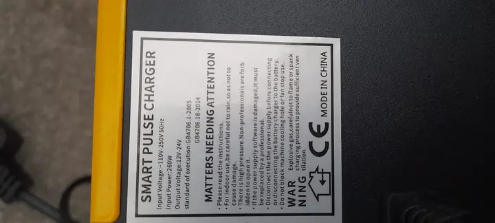 Photo from the official notice: Quieting Intelligent Pulse Car Battery Charger — fire risk
