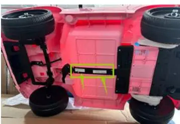 Photo from the official notice: Range Rover Evoque Ride On Toy 12V Pink sold by Argos — fire risk