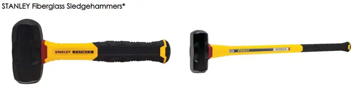 Photo from the official notice: Stanley Black & Decker Dewalt and Stanley Fiberglass Sledgehammers — injuries risk