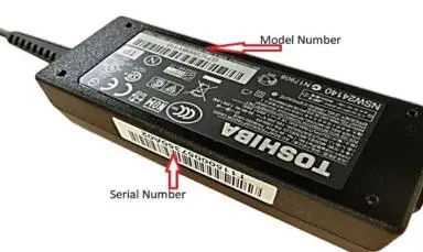 Photo from the official notice: Toshiba AC Adapters for Laptops — fire & burns risk