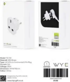 Photo from the official notice: Travel Adapter TG-TA1 (9625) — electric shock risk