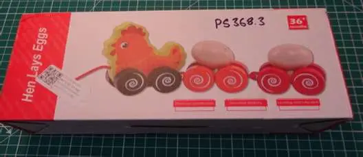 Photo from the official notice: Wooden ‘Hen Lays Eggs’ pull along toy — choking risk