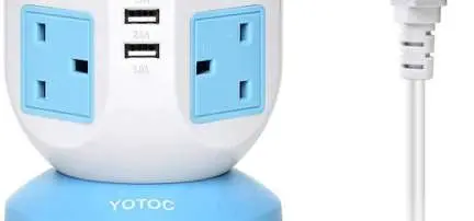Photo from the official notice: YOTOC 8 Way Outlet Multi Plug Tower Power Strip — fire risk
