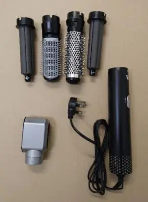 Photo from the official notice: 5-in-1 Multifunctional Hot Air Brush sold via Wish — electric shock risk