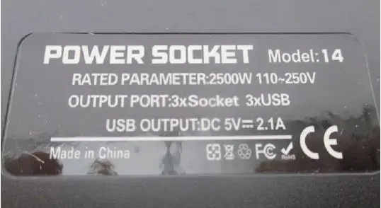 Photo from the official notice: 6-Socket Power Socket Extension Lead sold via Etsy — electric shock risk