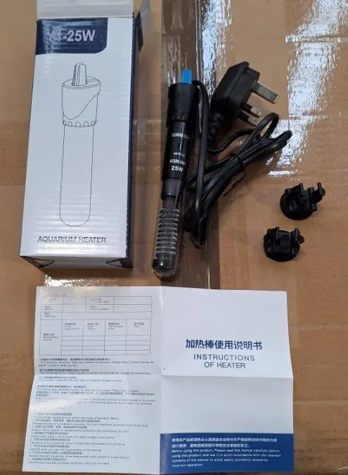 Photo from the official notice: Aquarium Heater Y1-25W and Y1-50W sold via Amazon — fire risk