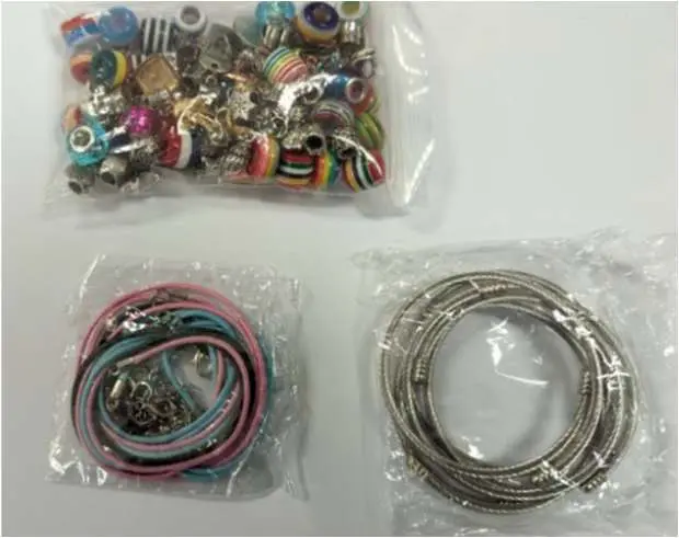 Photo from the official notice: Bracelets with Charms — chemical risk