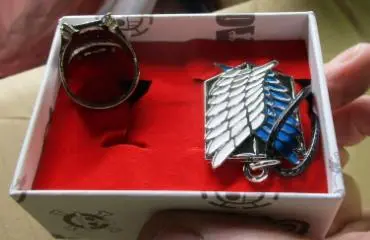 Photo from the official notice: Counterfeit  'Attack on Titan' Jewellery Set — chemical risk