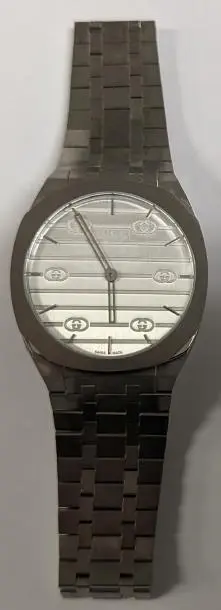 Photo from the official notice: Counterfeit Gucci and Versace Metal Watches — health risk