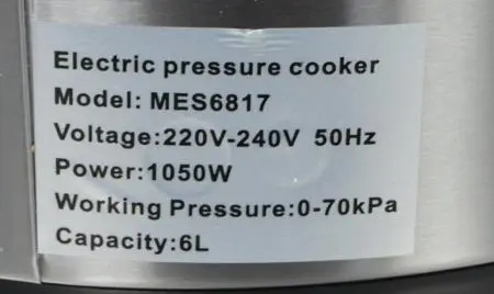 Photo from the official notice: Electric Pressure Cooker 6L — fire risk (2608-0125)