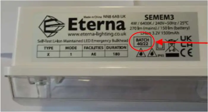 Photo from the official notice: Eterna SEMEM3 Self-Test Emergency Bulkhead — entrapment risk