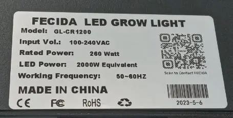 Photo from the official notice: Fecida LED Grow Light sold via Amazon — electric shock risk