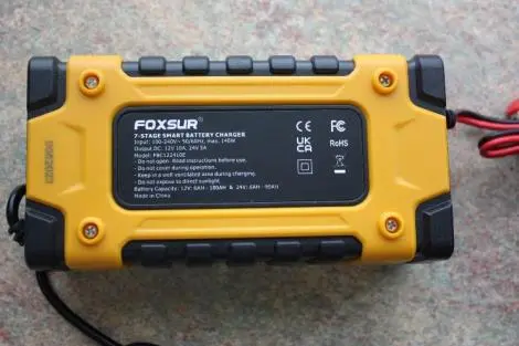 Photo from the official notice: FOXSUR 7-Stage Smart Battery Charger sold via eBay — electric shock risk