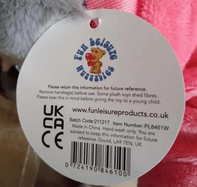 Photo from the official notice: Fun Leisure Plush Sloth with Hoody and Paws — strangulation risk