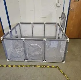 Photo from the official notice: Grey Playpen sold via Amazon — choking risk