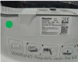 Photo from the official notice: Hisense Heat Pump Tumble Dryer — fire risk